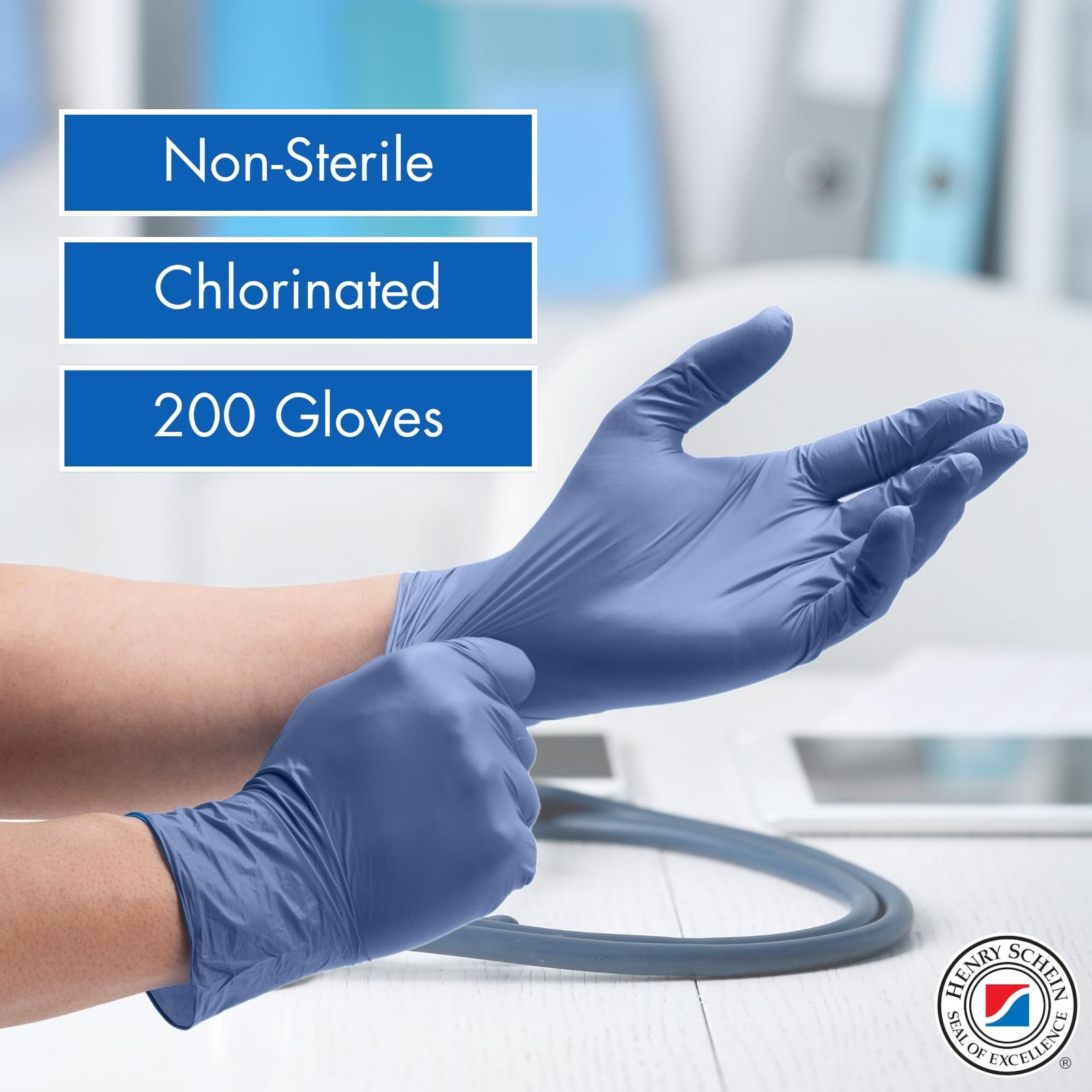 Henry Schein Criterion N200 Nitrile Exam Gloves, Latex-Free, Textured, Blue, …