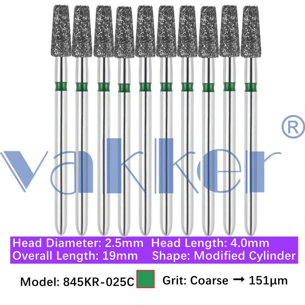 Vakker 10pc Diamond Bur Modified Flat End Taper Handpiece Bur Fine Medium Coarse