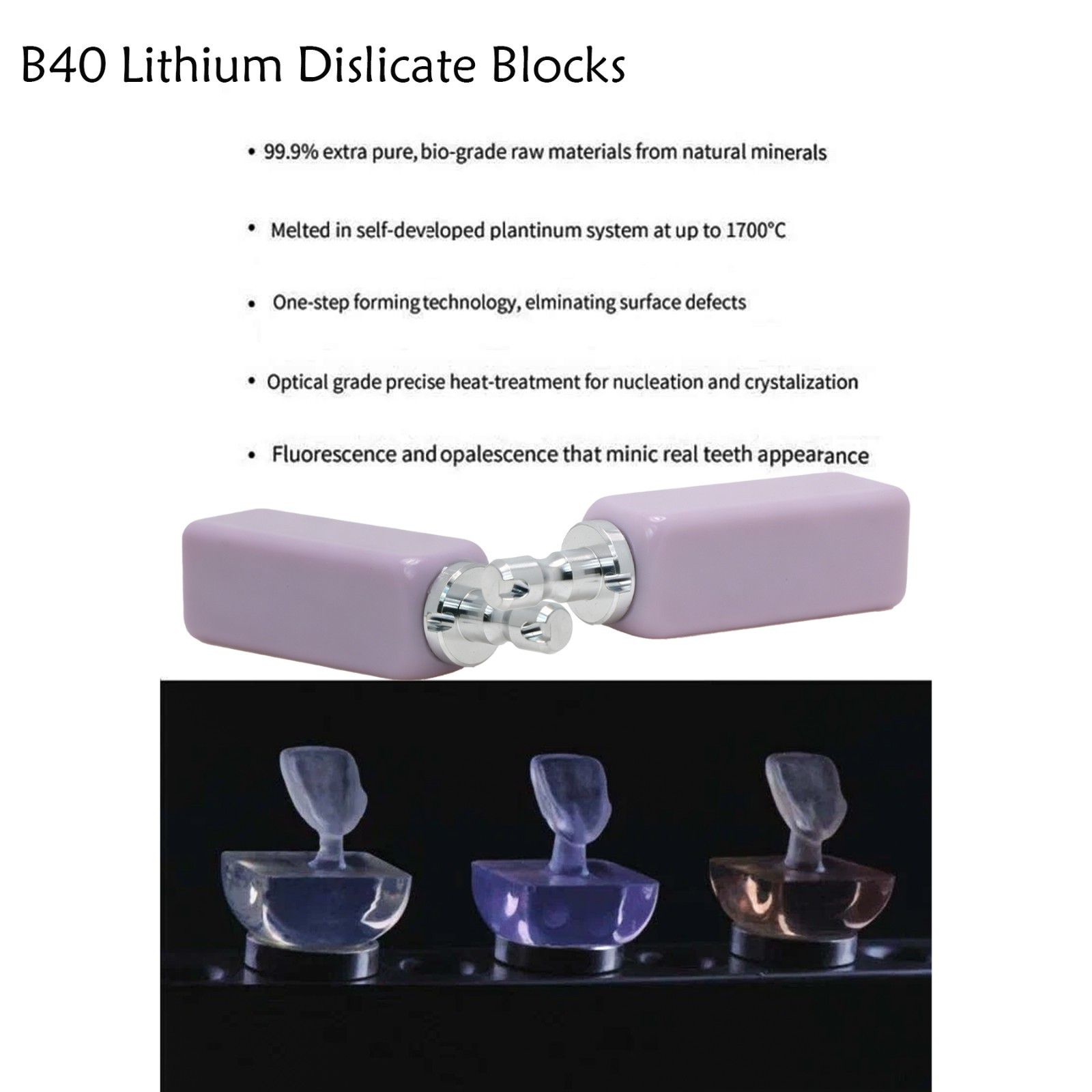 B40 LT Dental Lithium Disilicate Blocks Cube for Cerec CAD/CAM Chairside Milling