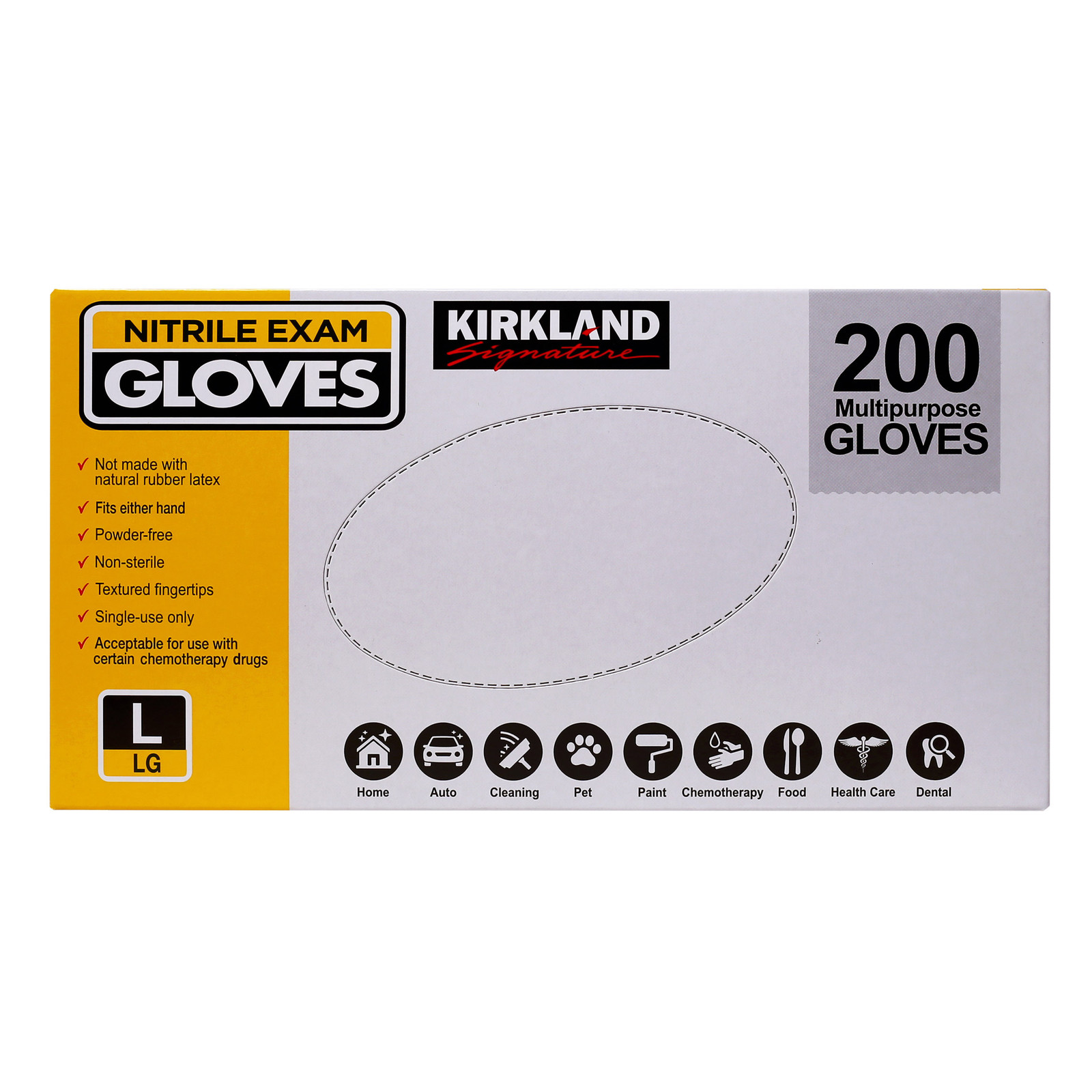 Kirkland Signature Nitrile Exam Gloves, 400-Count, Size Large