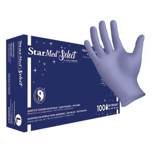 StarMed Select Violet Blue Nitrile Exam Gloves LARGE 100/Box. Chlorinated