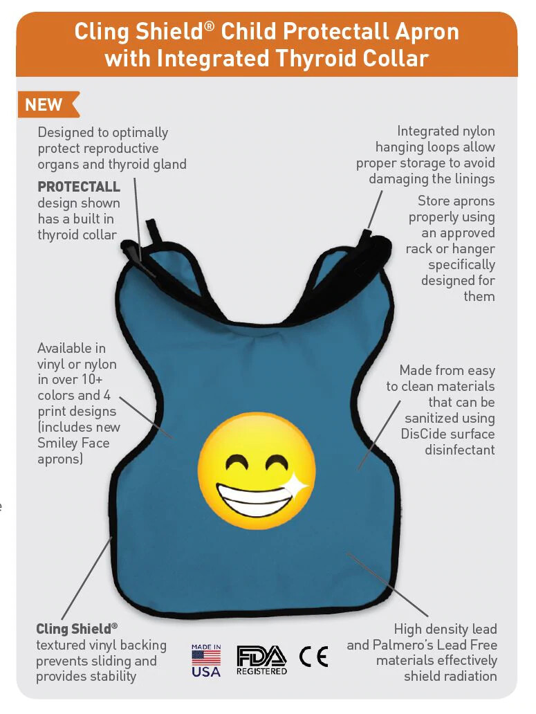 Medical Dental X-Ray Cling Shield Apron Protectall Apron w/ Collar, Grey, Blue