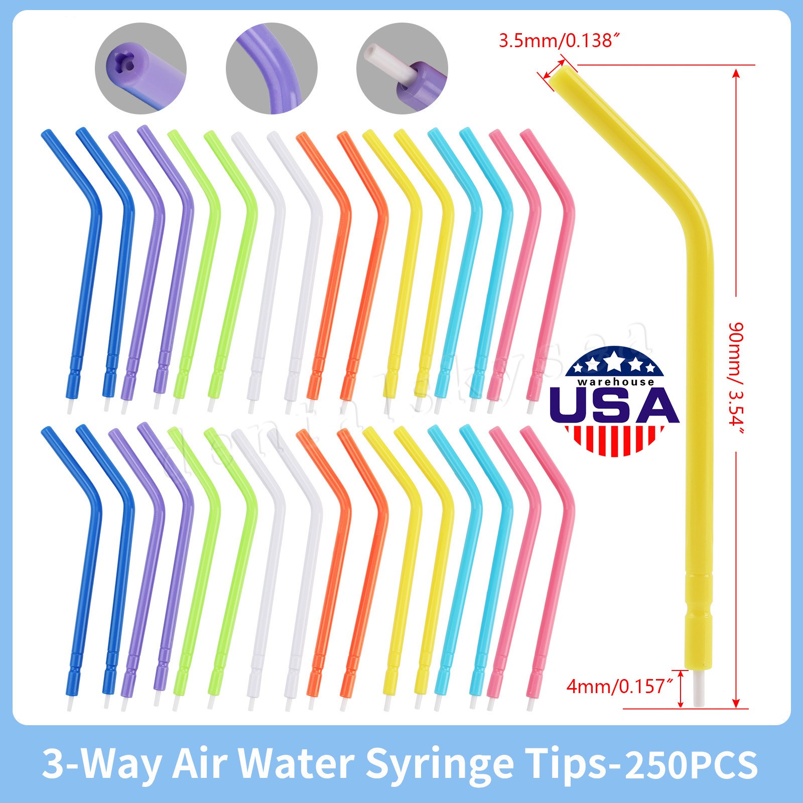 USA Dental 3 Way Air Water Spray Triple Syringe Handpiece / Nozzles Tips Tubes