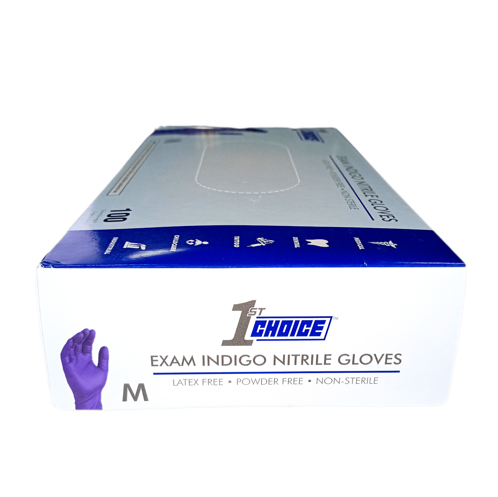 1st Choice Medium Size Indigo Nitrile Gloves (Medical Gloves)