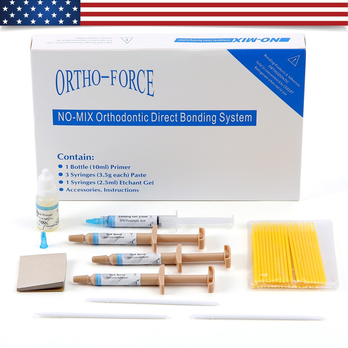Dental Adhesive No-Mix Bonding/ Ortho Light Cure Resin/ Blue/Green Glue Kit