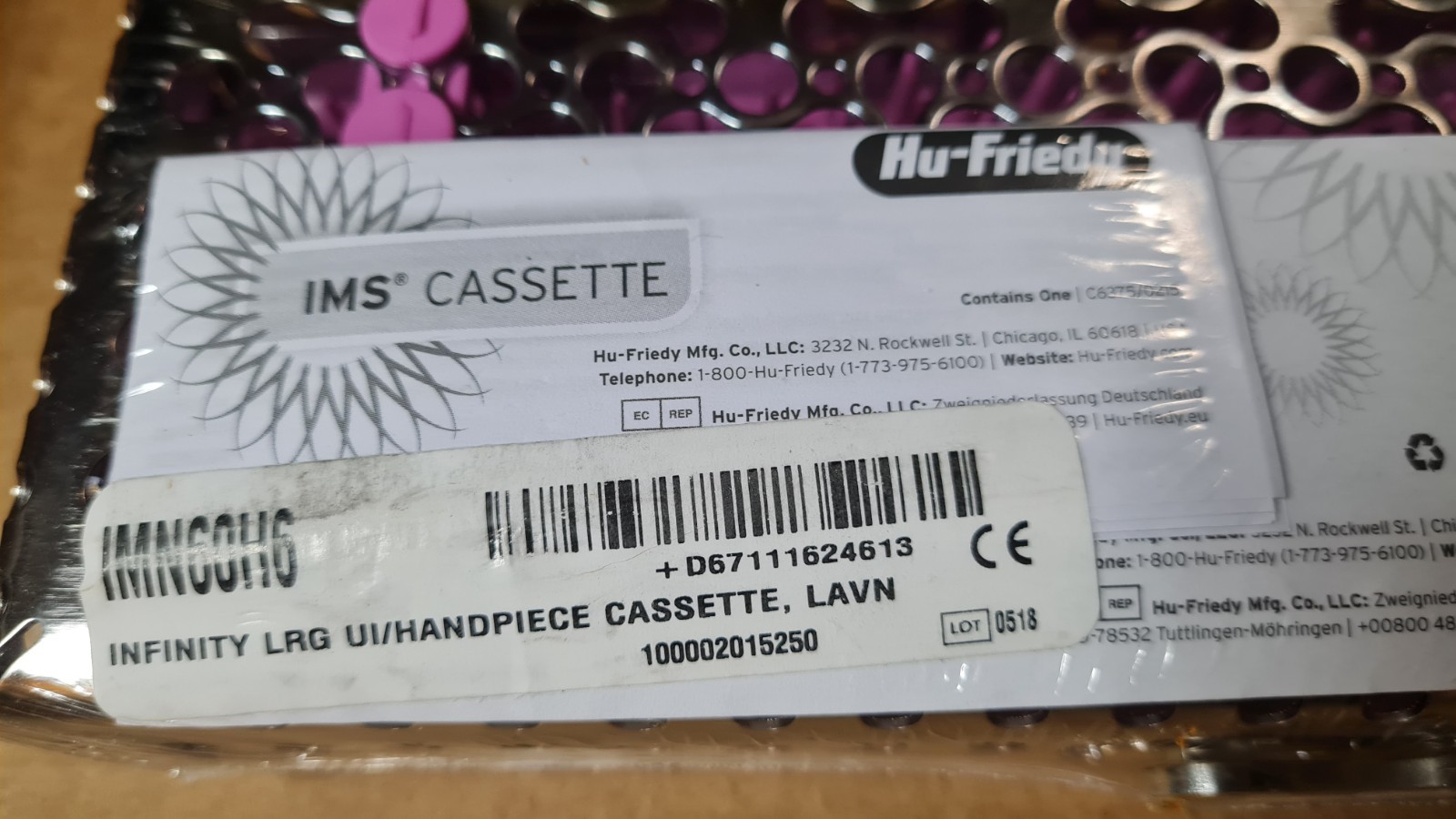 Hu-Friedy Infinity Series Ultrasonic Insert Handpiece Cassette Large IMN60H0 Lav