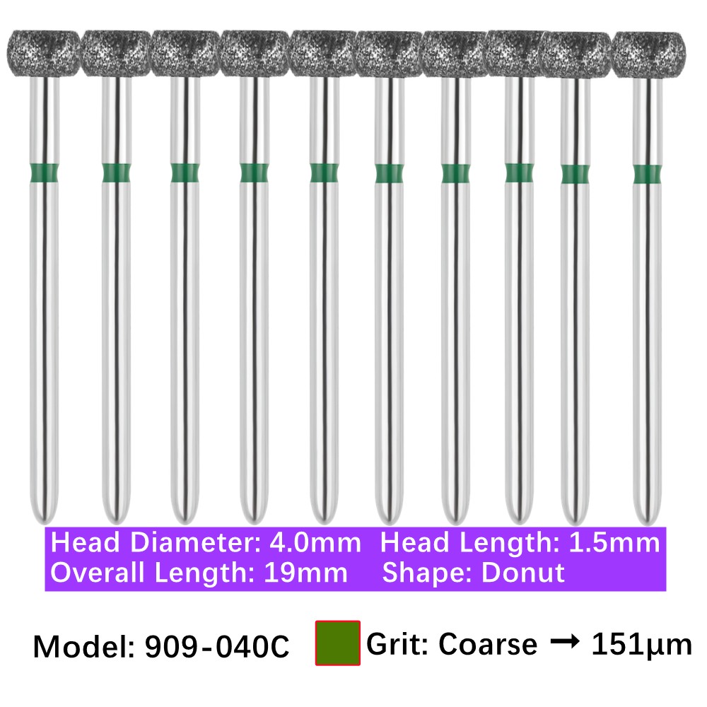 Vakker Dental Round Wheel Donut FG Diamond Bur 909-040C Coarse 10/pk