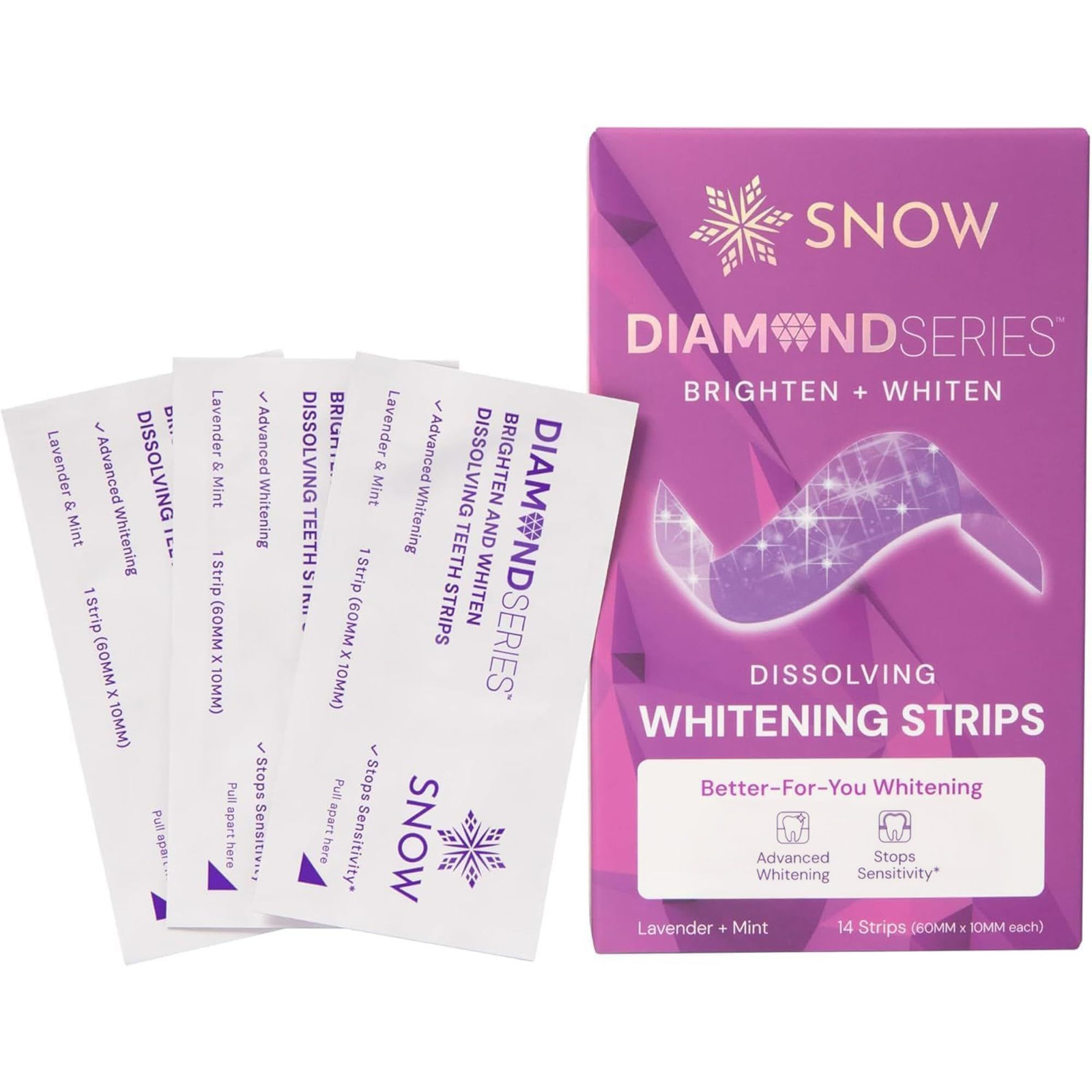 Snow Diamond Series Purple Whitening Strips – Dissolving 3 Count (Pack of 14)