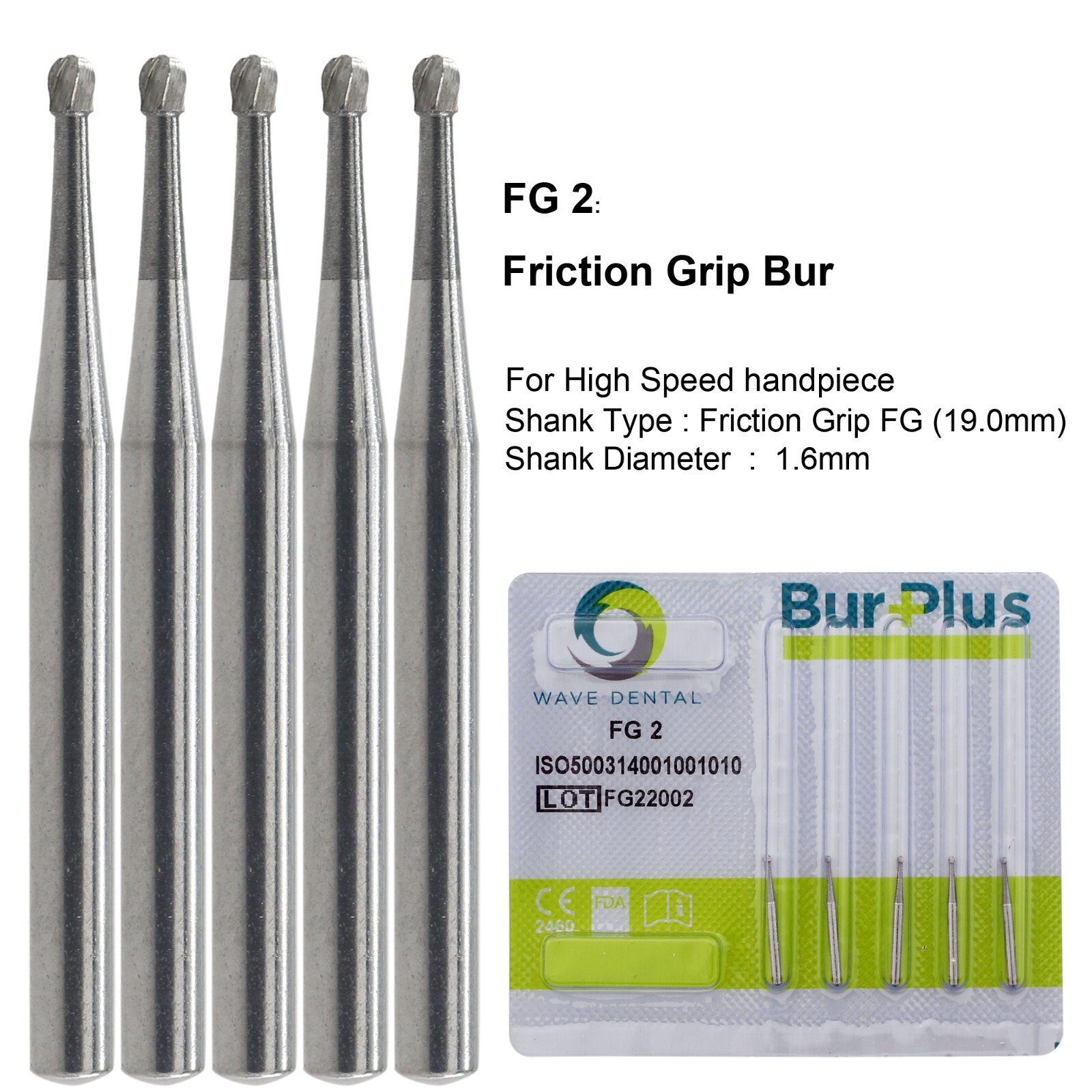 Wave Dental Carbide Bur High Speed Round FG 1/4 1/2 1 2 4 5 6 7 8 Friction Grip