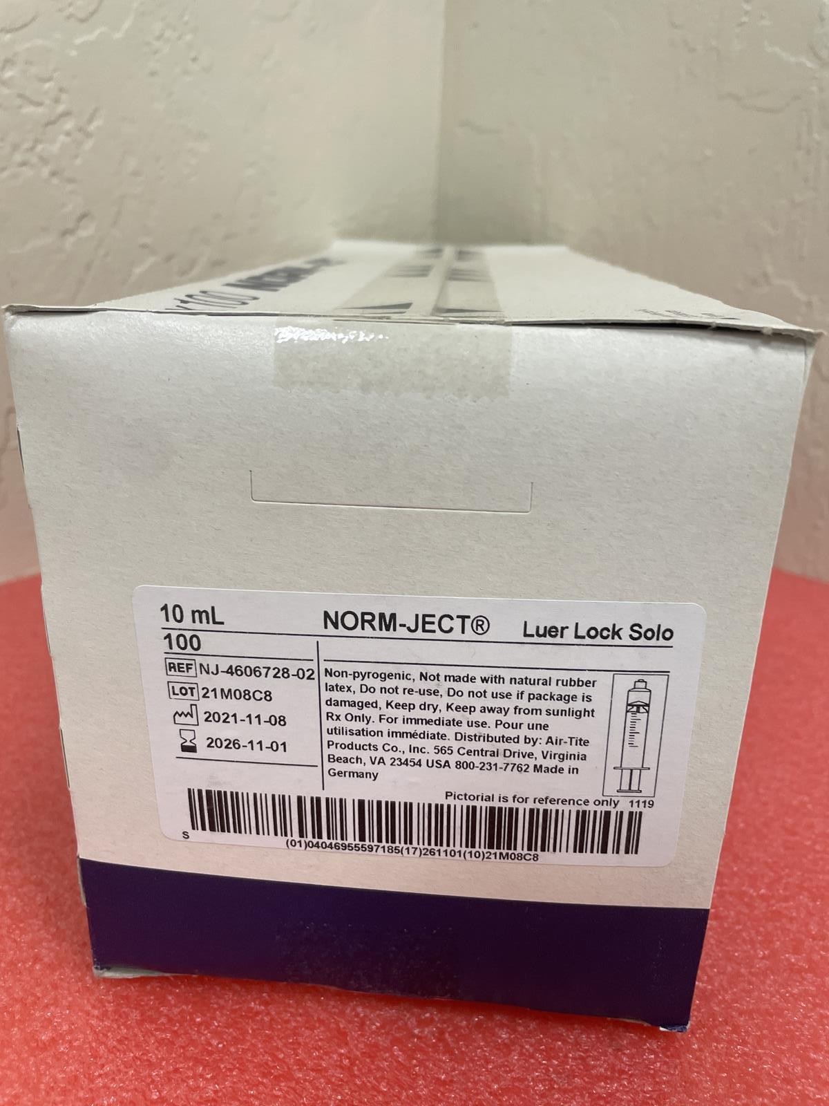 1 BOX OF 100X 10mL NORM-JECT NJ-4606728-02