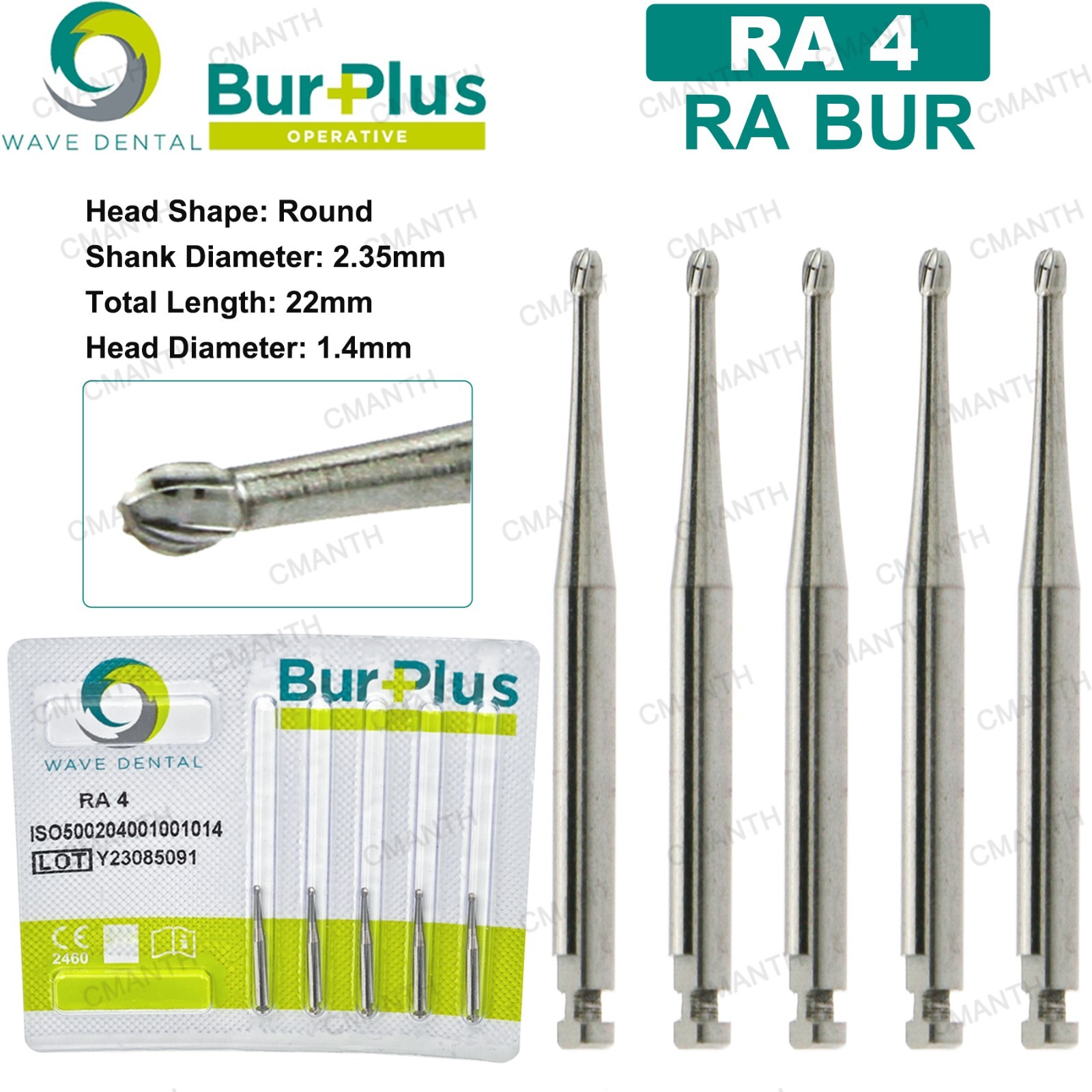 WAVE Tungsten Carbide Burs Dental Round Latch Carbide Bur RA 1-10 For Slow Speed