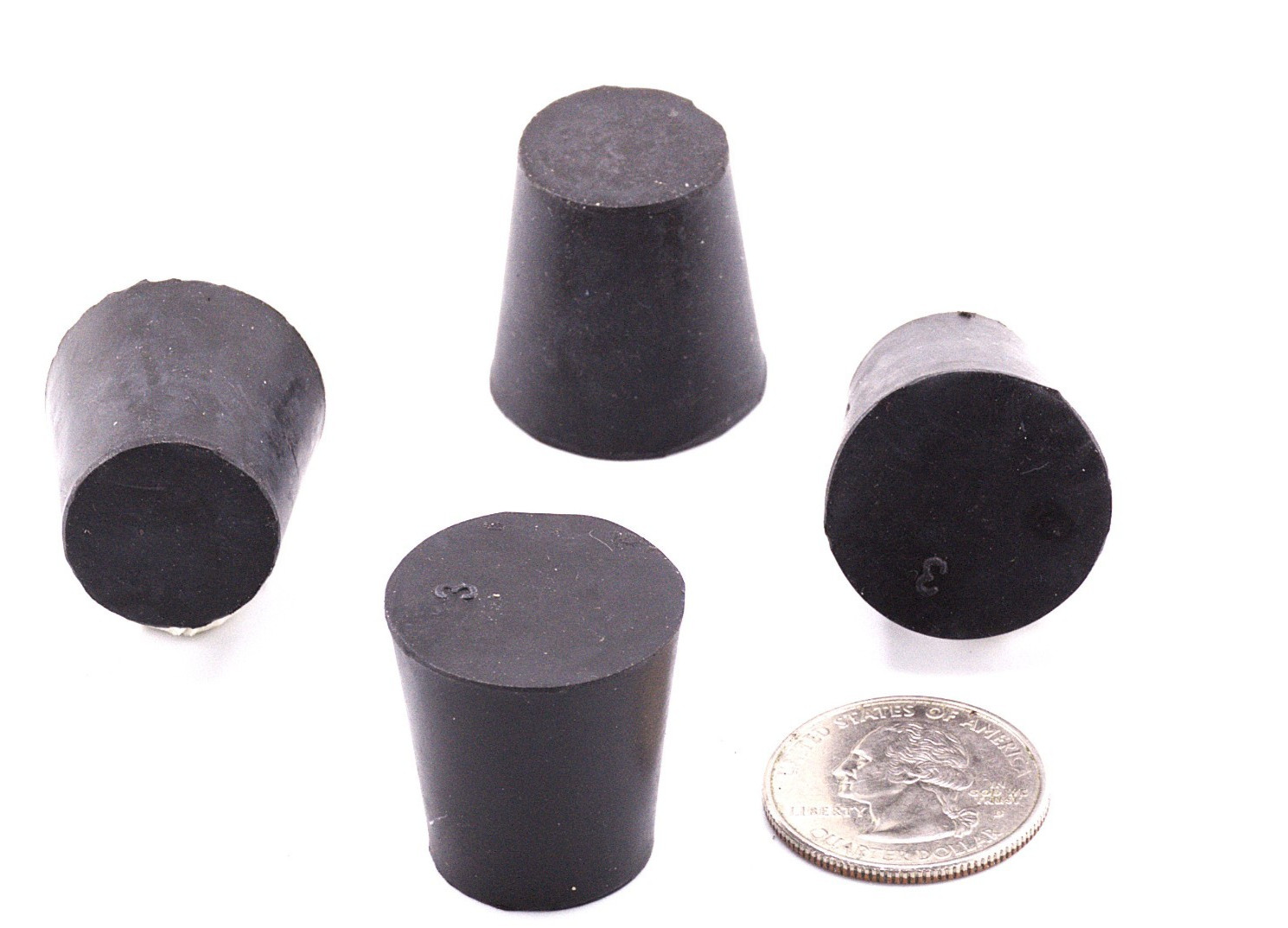 3/4″ id Solid Black Rubber Stoppers 3/4″ Tapered Plug Various Package Sizes