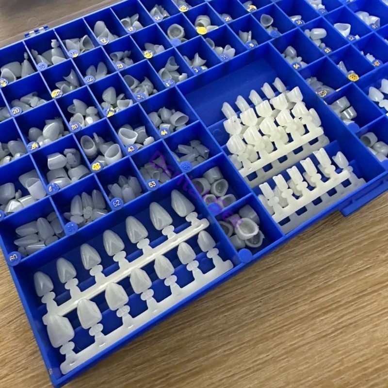 NEW POLYCARBONATE TEMPORARY DENTAL CROWNS BOX KIT 360 PCS W/ CROWN MOLD GUIDES