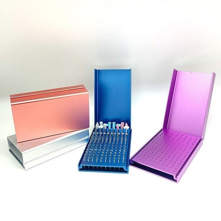 Dental Bur Holder Block Disinfection Box Case Aluminium Autoclave 24/76/152 Hole