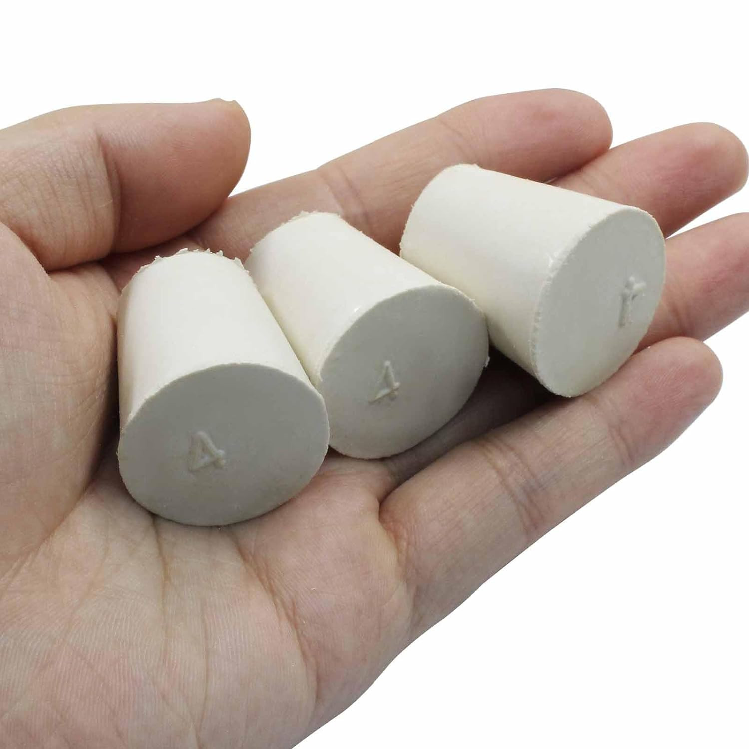 10 Pack Solid Rubber Stoppers – 3# Tapered Shaped Lab Bungs Plug – White Lab Plu