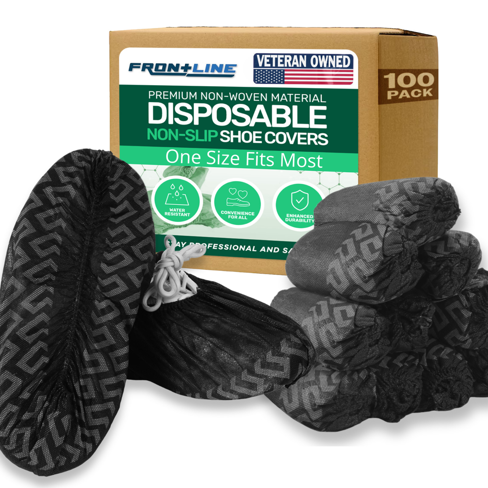 Black 100 Pack Non-Slip Disposable Shoe Covers Premium Boot Protector Booties