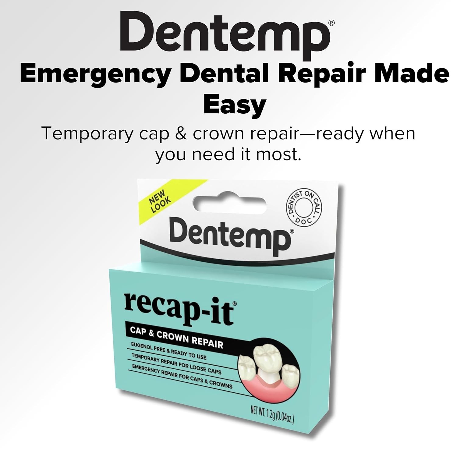 Recap-It Cap and Crown Repair Dental Kit – Fast Acting Formula Dental Cement …