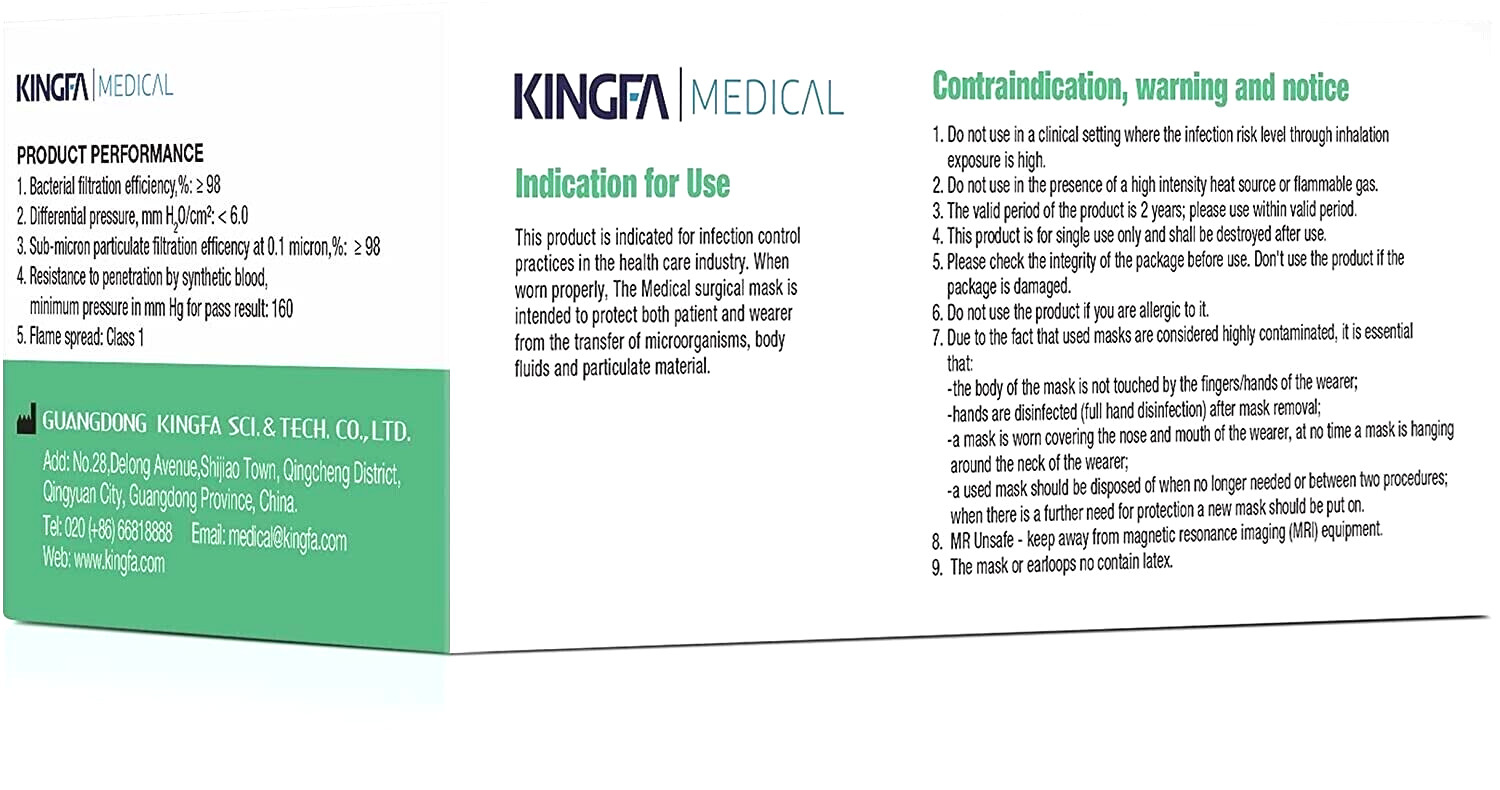 (90) 3-Ply Face Masks Medical Surgical Disposable Ear Loop Mask, ASTM LEVEL3
