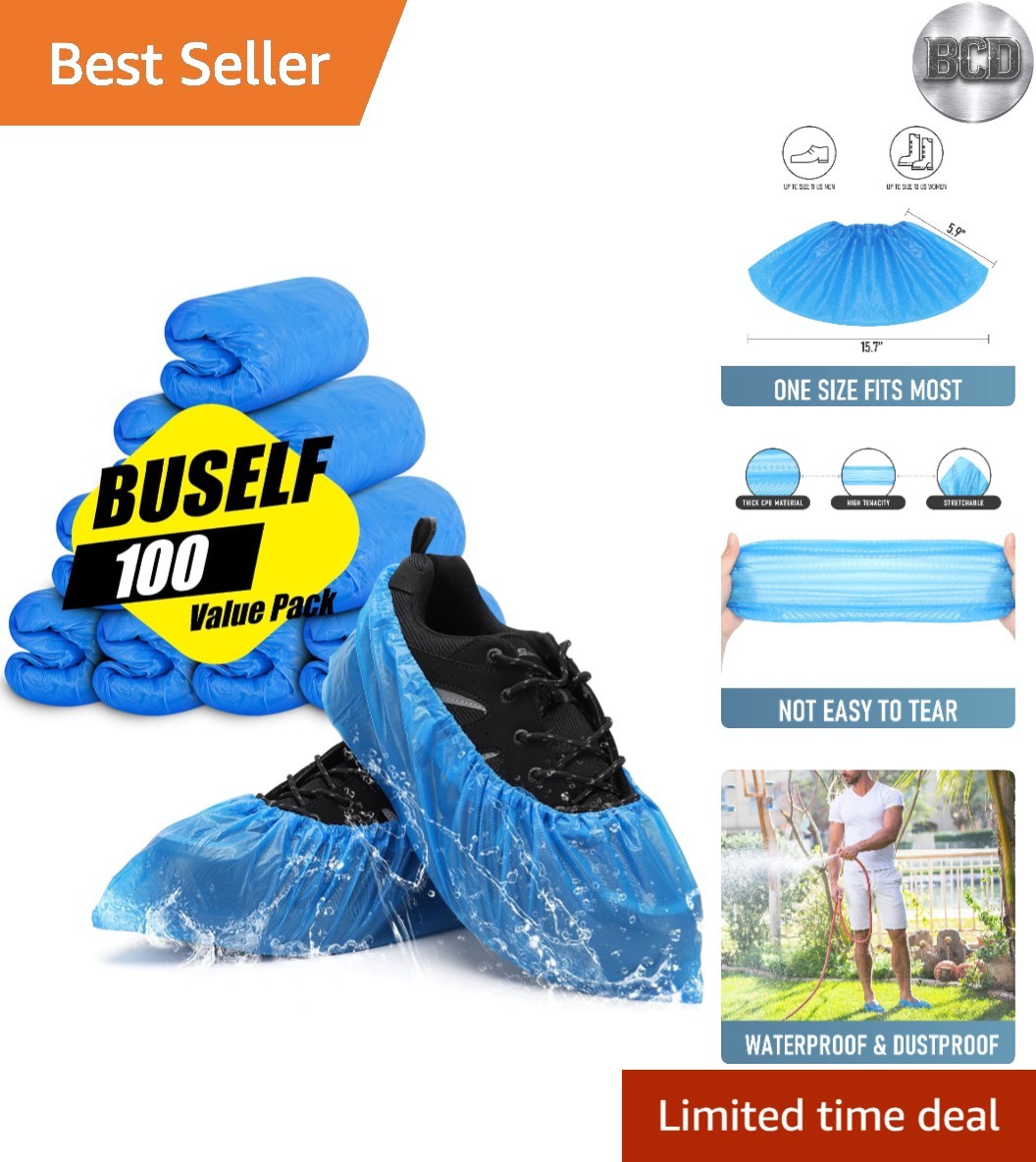 Non-Slip Disposable Shoe Covers – 100 Count for Indoor & Outdoor Use