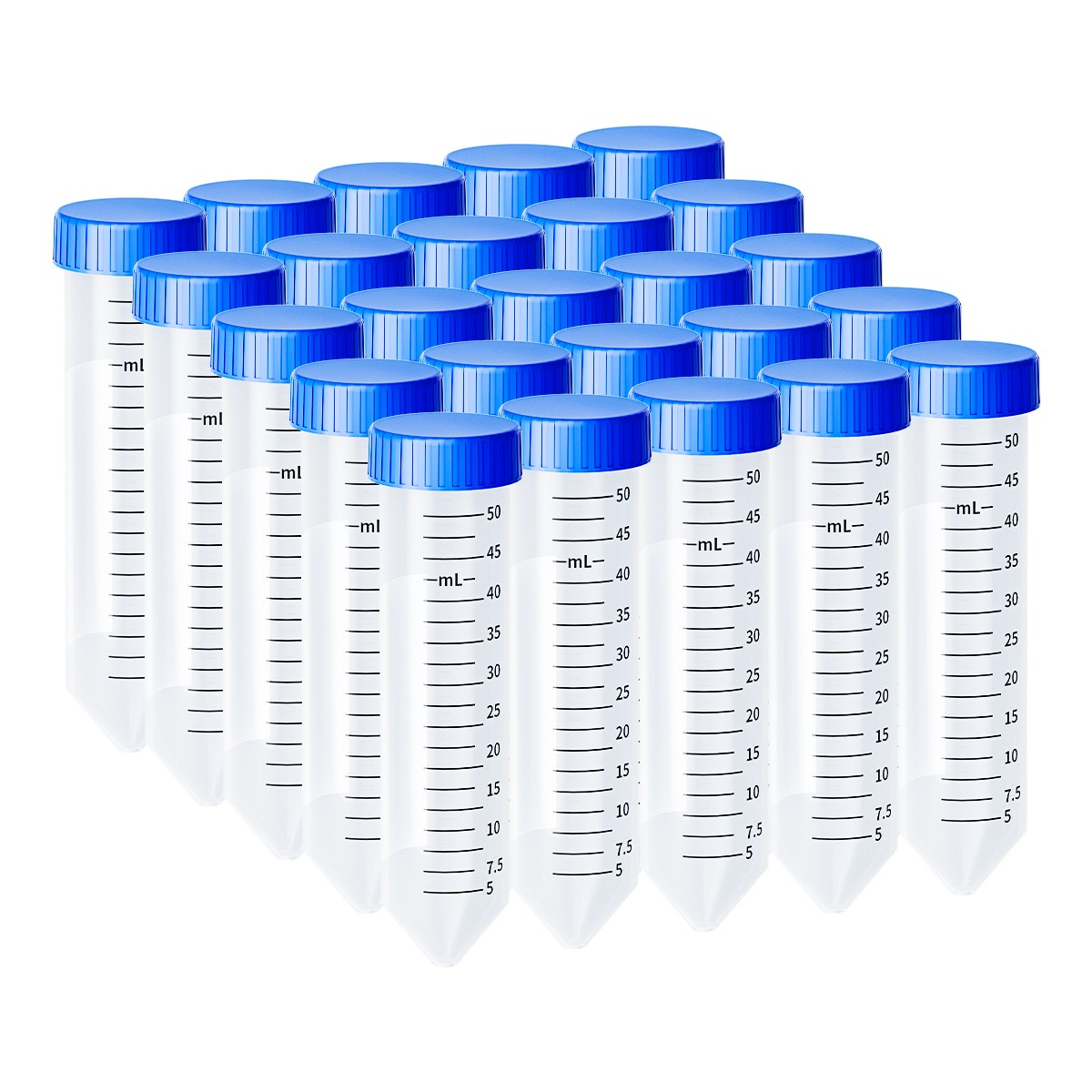 Conical Centrifuge Tubes 100 Clear Plastic Black Line Mark Screw Caps Leak Proof