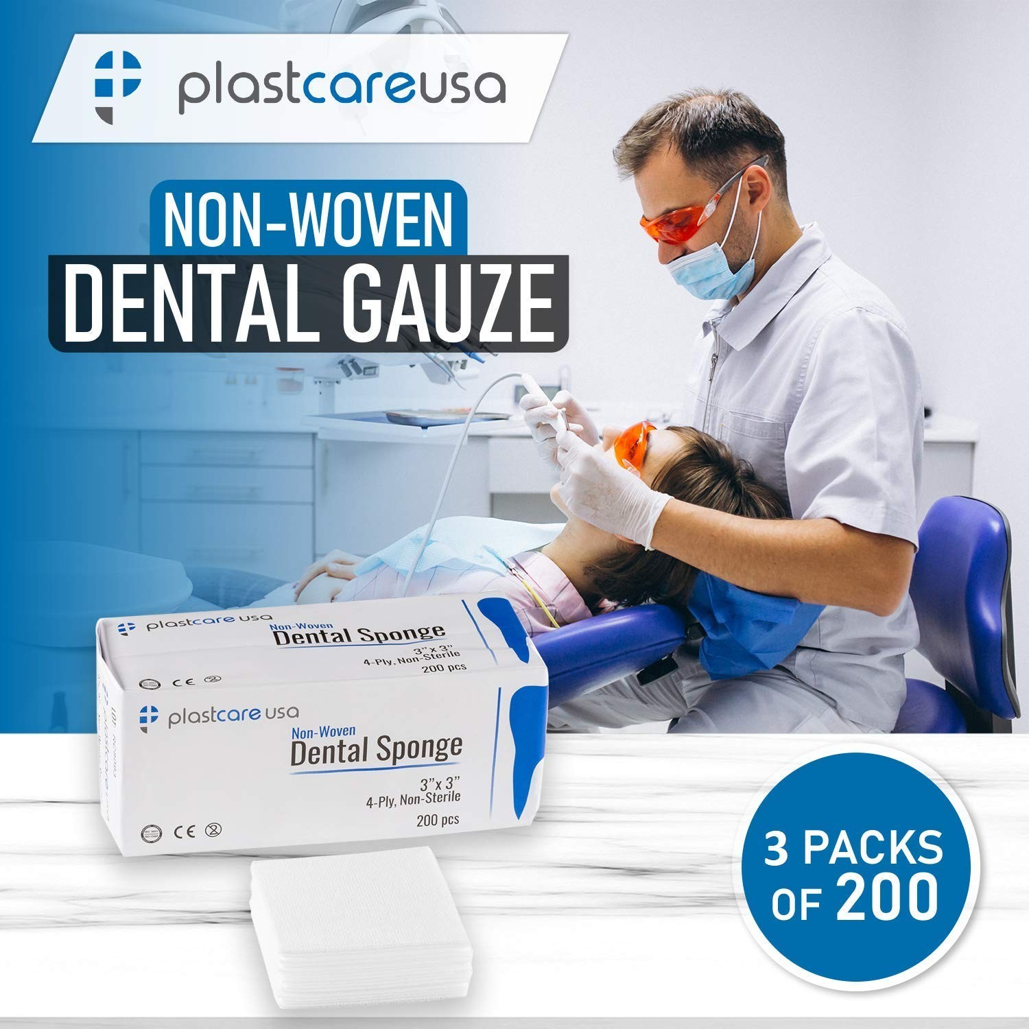600 Count 3×3 Soft 4-Ply Non Woven Gauze Pads – Non Sterile Dental … Fast Ship