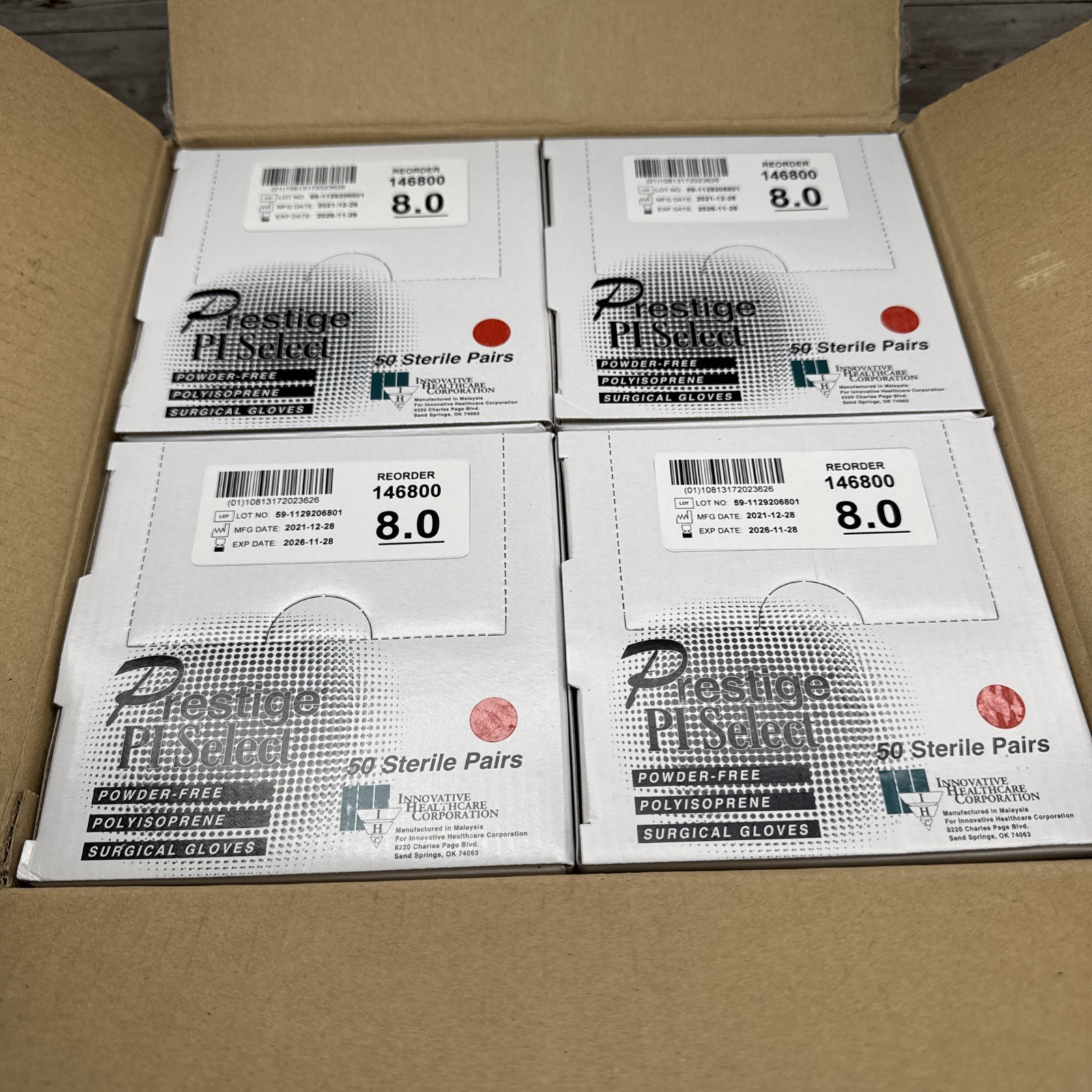 Prestige PI Select Polyisoprene Surgical Gloves *1 Case* 200 Size: 8 Exp: 11/26
