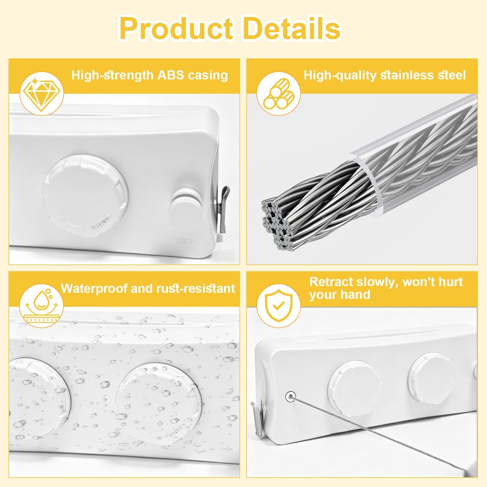 Retractable Clothesline 16.7ft, Heavy Duty Indoor/Outdoor Laundry Drying Line