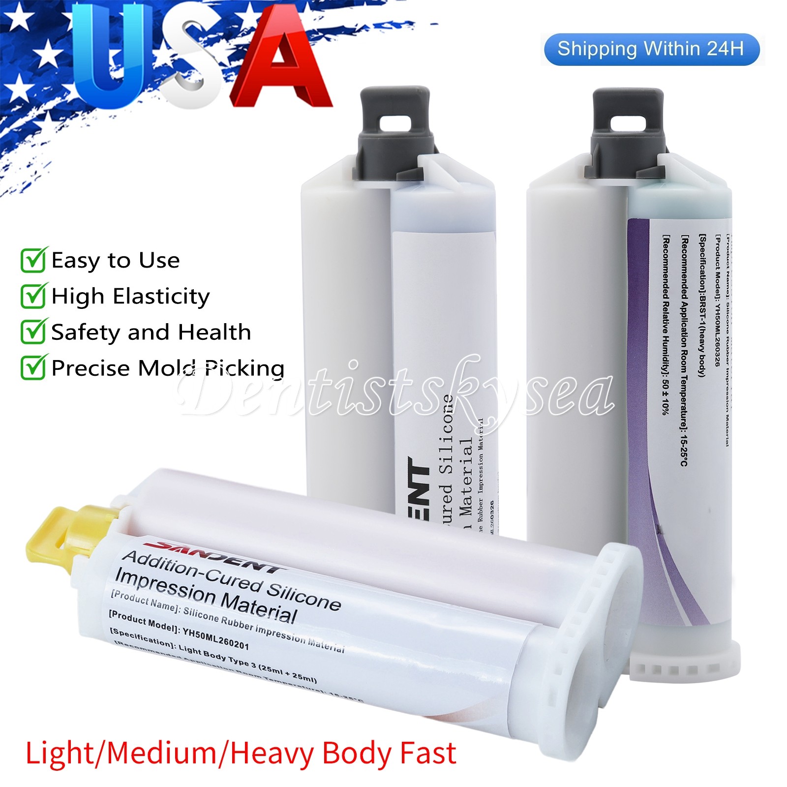 MEDIUM HEAVY LIGHT Material REGULAR SET Dental VPS Impression 50ml Cartridge