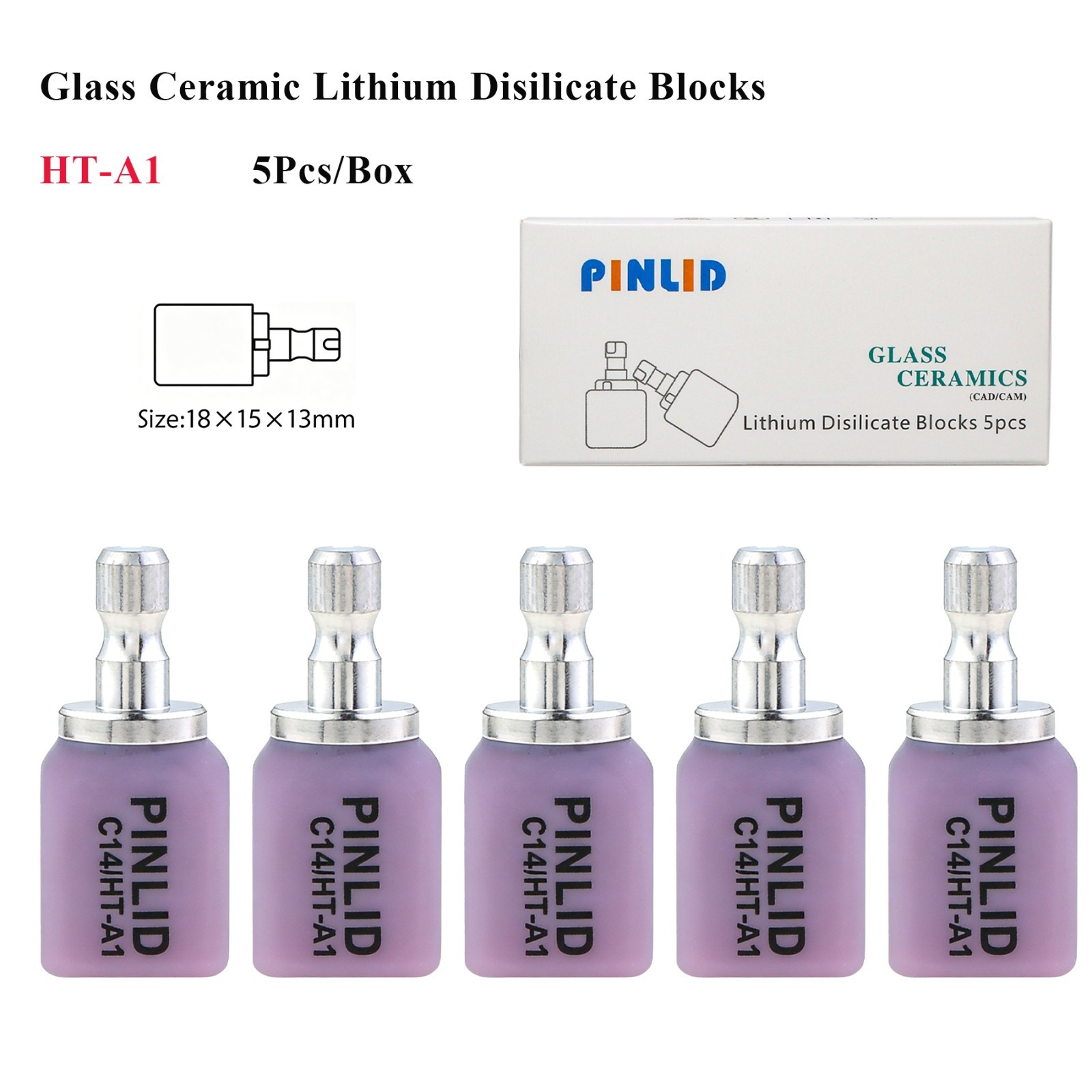 US 5PCS C14 HT Dental Emax Glass Ceramic Blocks Lithium Disilicate CAD/CAM CEREC