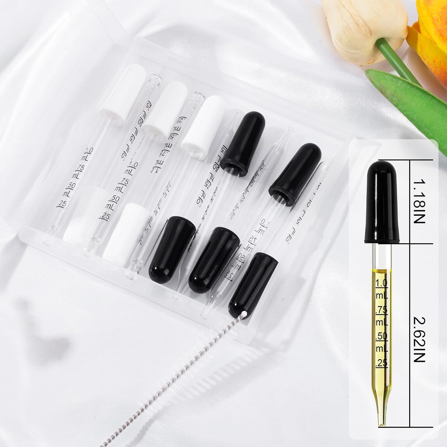 10Pcs Eye Dropper 1ml Glass Pipette for Oils Medicine Crafts Essential Food(1ml)