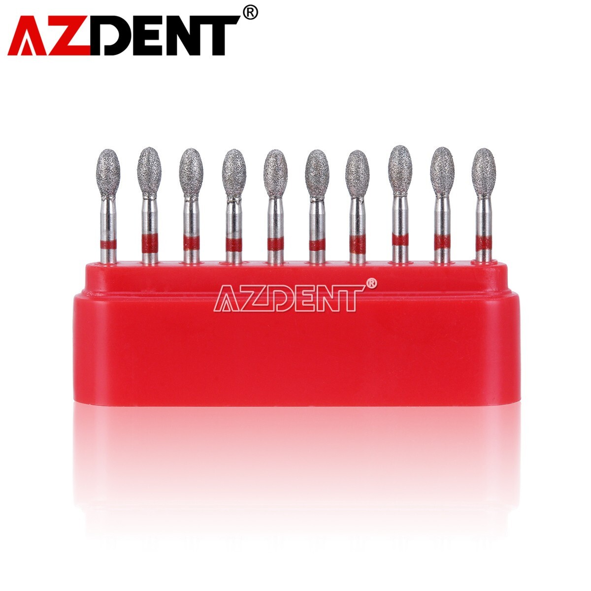 10Pcs Dental Diamond Burs FOOTBALL 379-023F FINE RED DEFEND Friction Grip