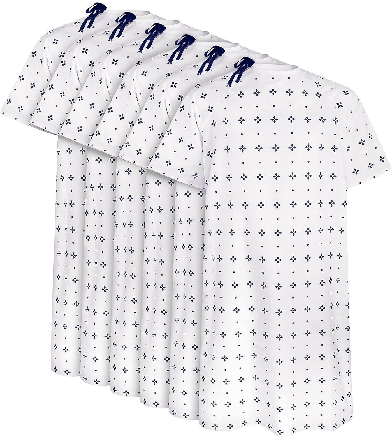 6 Pack Unisex Hospital Gowns, Patient Gowns for Women and Men with Back Tie, Com