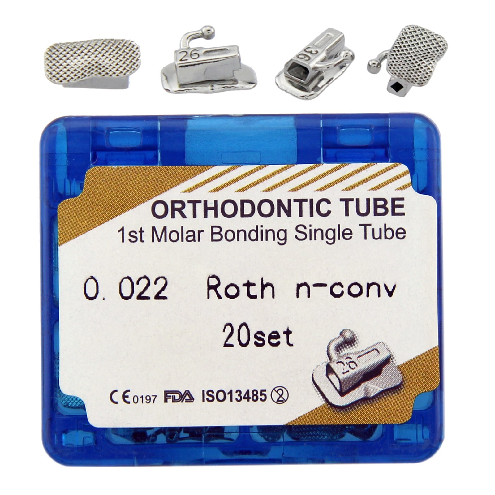 20Types Dental Orthodontic Buccal Tubes 1st 2nd Molar Bracket Bondable Roth MBT