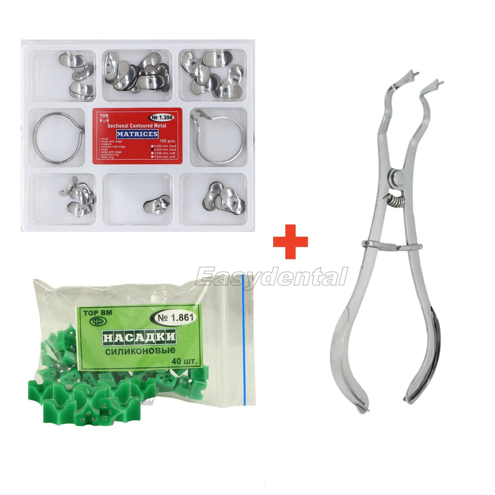 Dental TOR VM Sectional Contoured Matrix Bands Ring/ 40 Add-On Wedges/ Plier