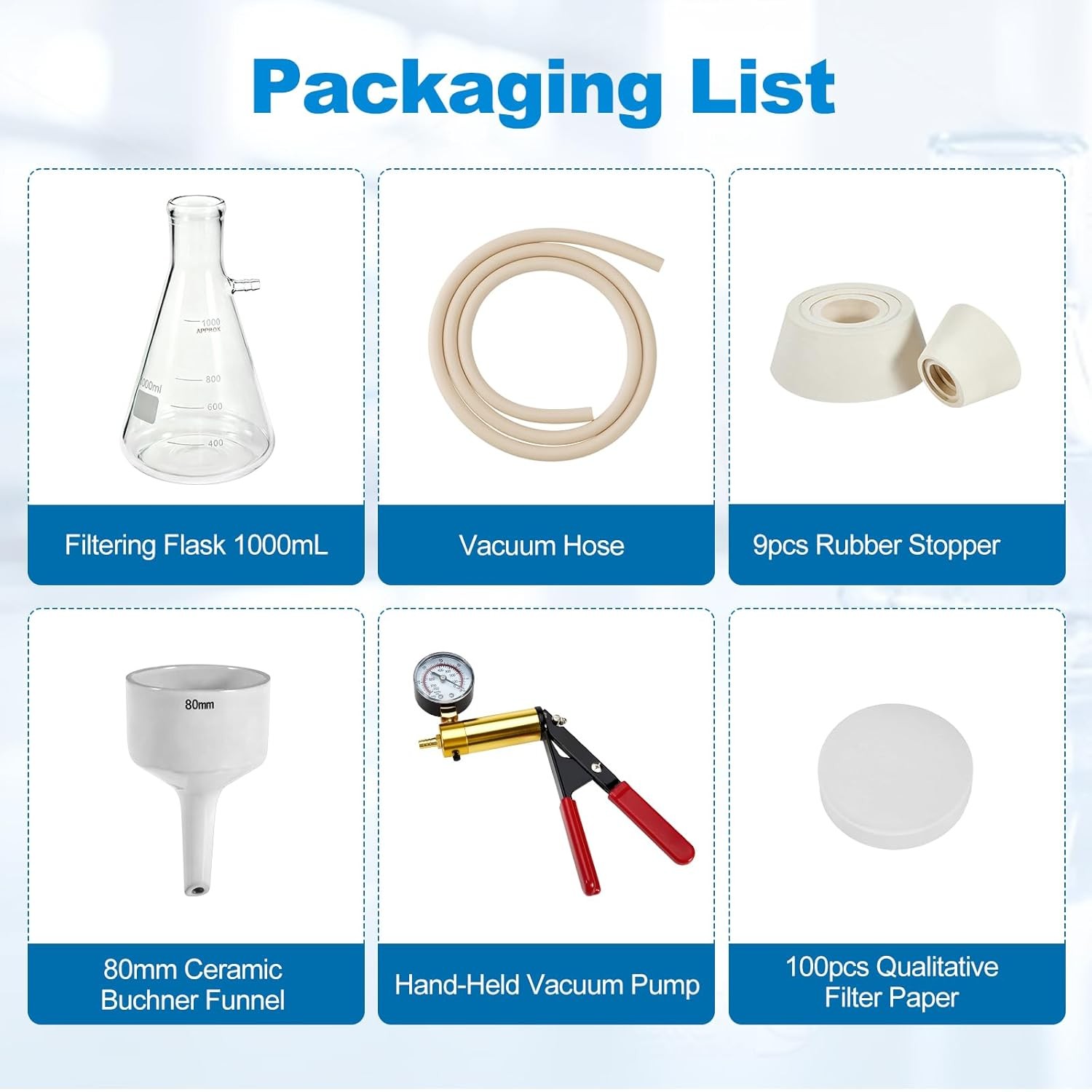 1000mL Glass Lab Vacuum Filtration Buchner Funnel Suction Flask Vacuum Pump US