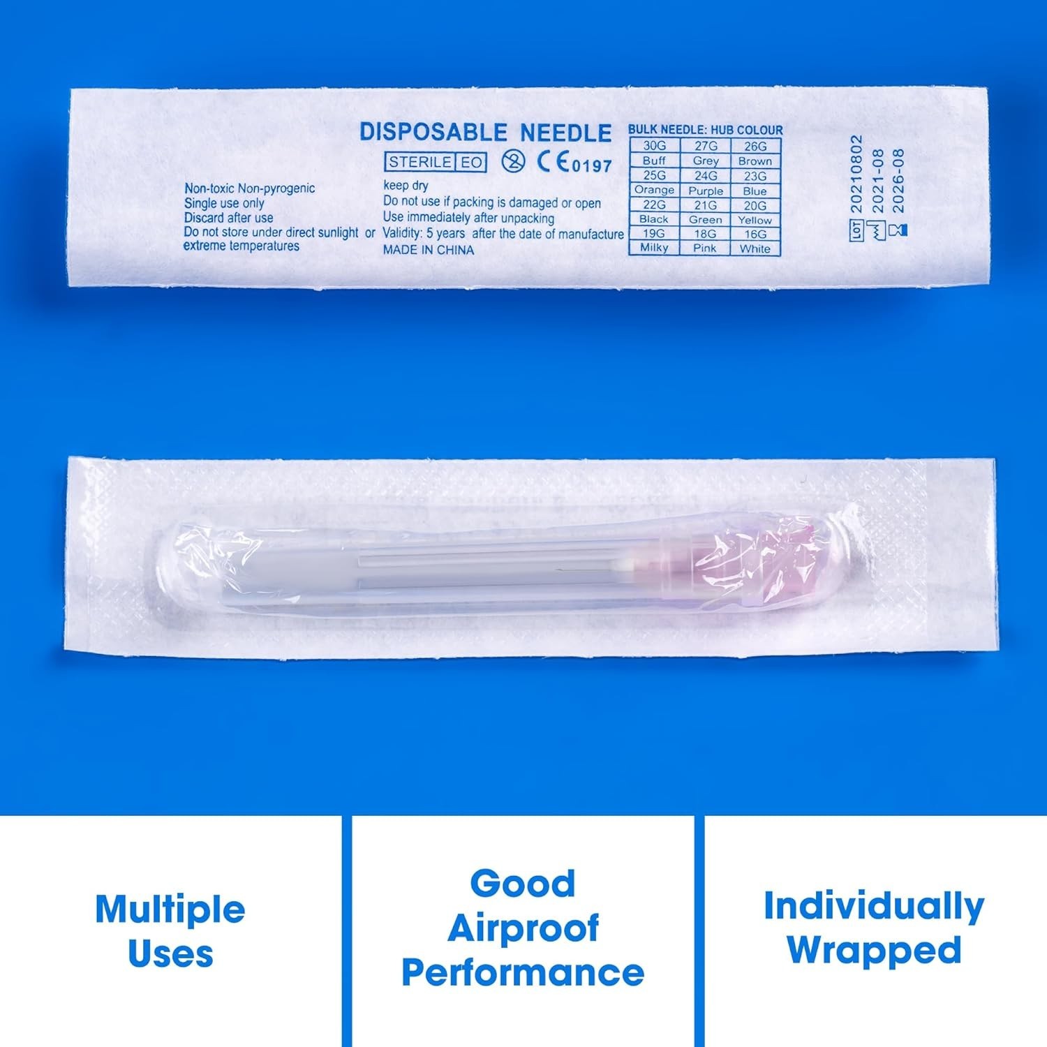 100 Pack 34 Ga 4mm Disposable Needles with Caps for Scientific and Industrial…