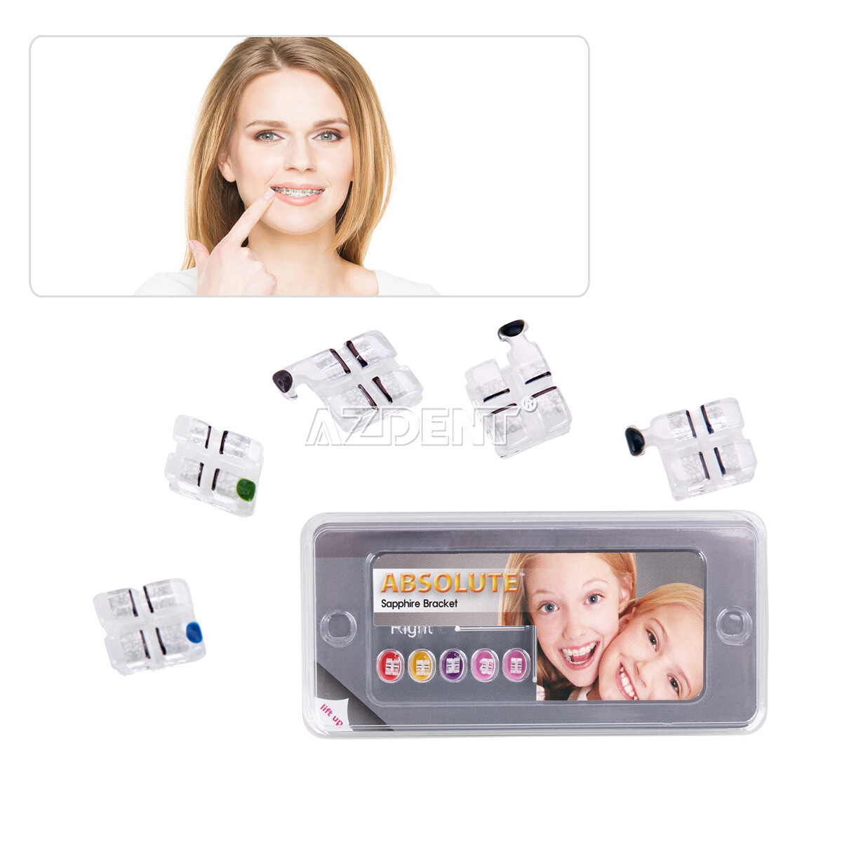 Dental Mini Roth/MBT 022 orthodontic Sapphire Ceramic Brackets with 3 4 5 Hooks