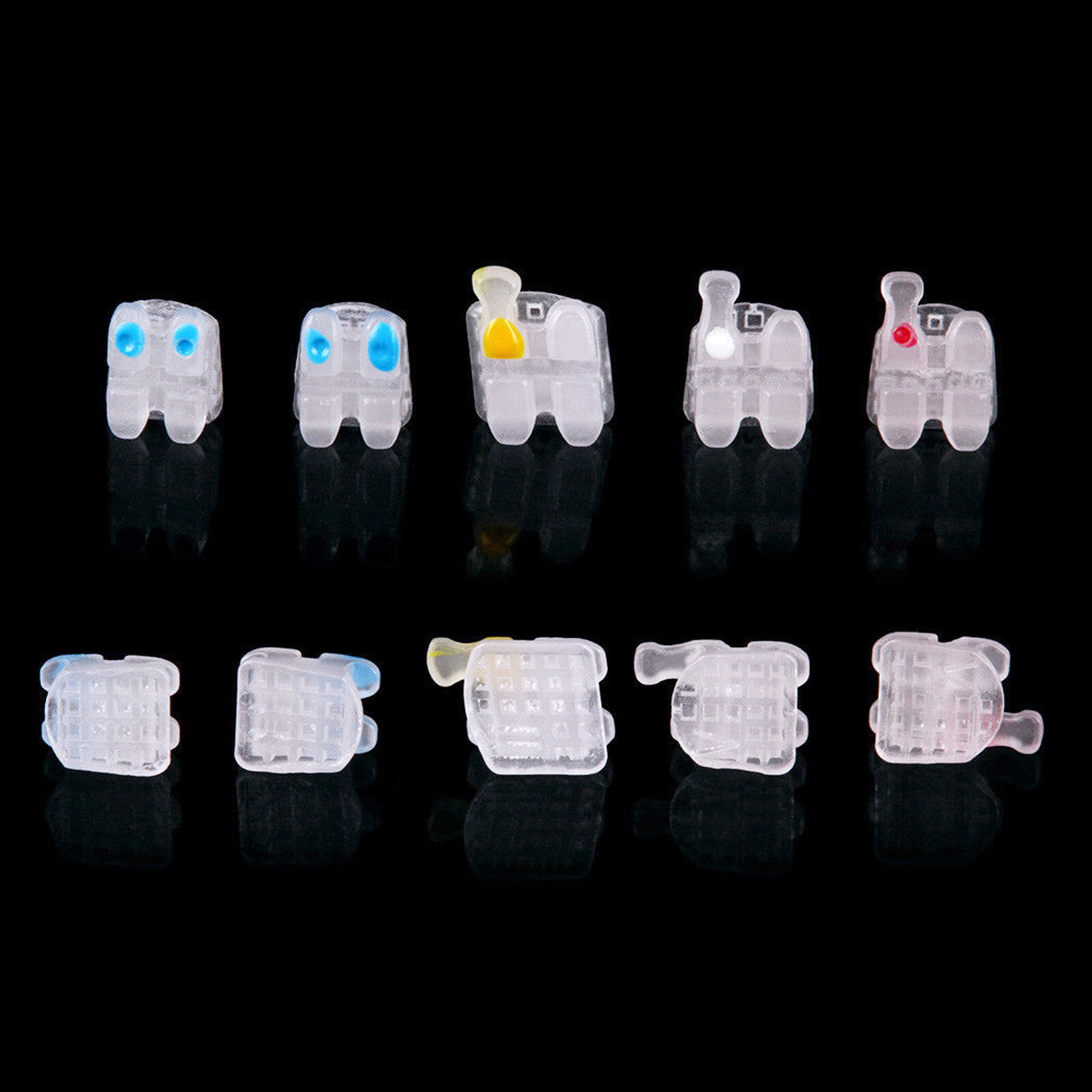 3M Style Dental Orthodontic Ceramic Bracket Braces Roth MBT .022 .018 Hooks 345