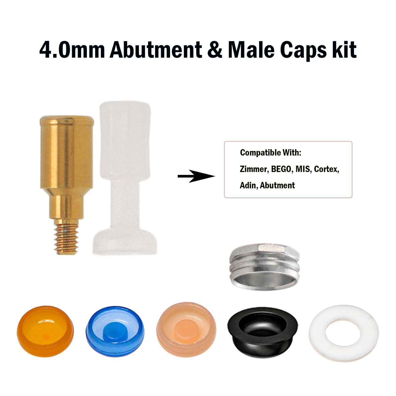 US Locator Abutment for Zimmer Screw-Vent 3.5 Titanium Abutment Male Cap Inserts