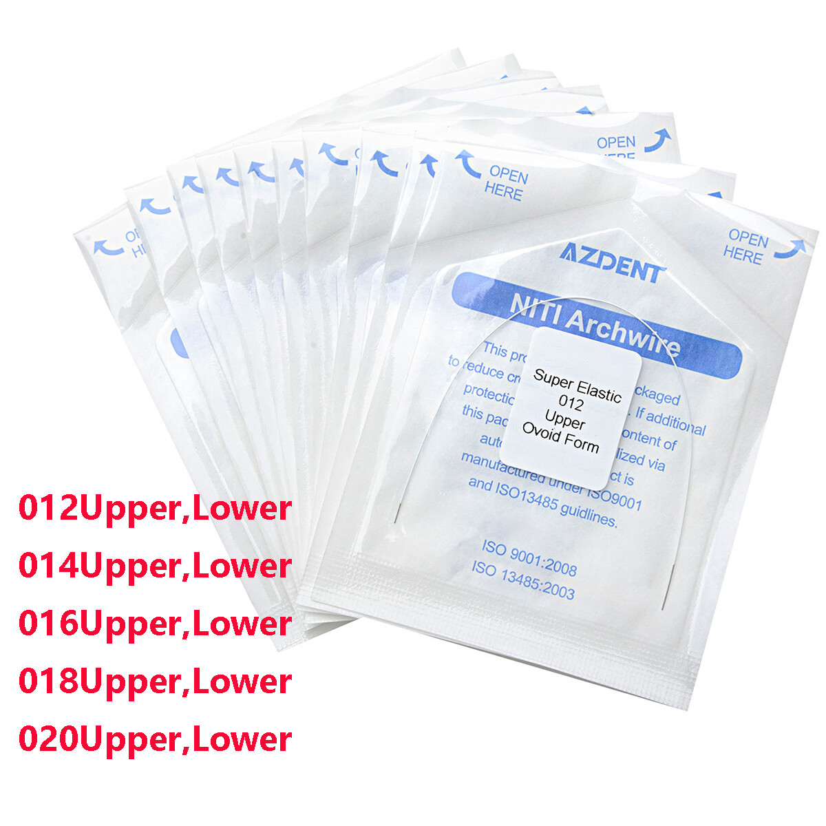 5 Packs Dental Ortho Super Elastic NiTi Round Arch Wires White Color Coated