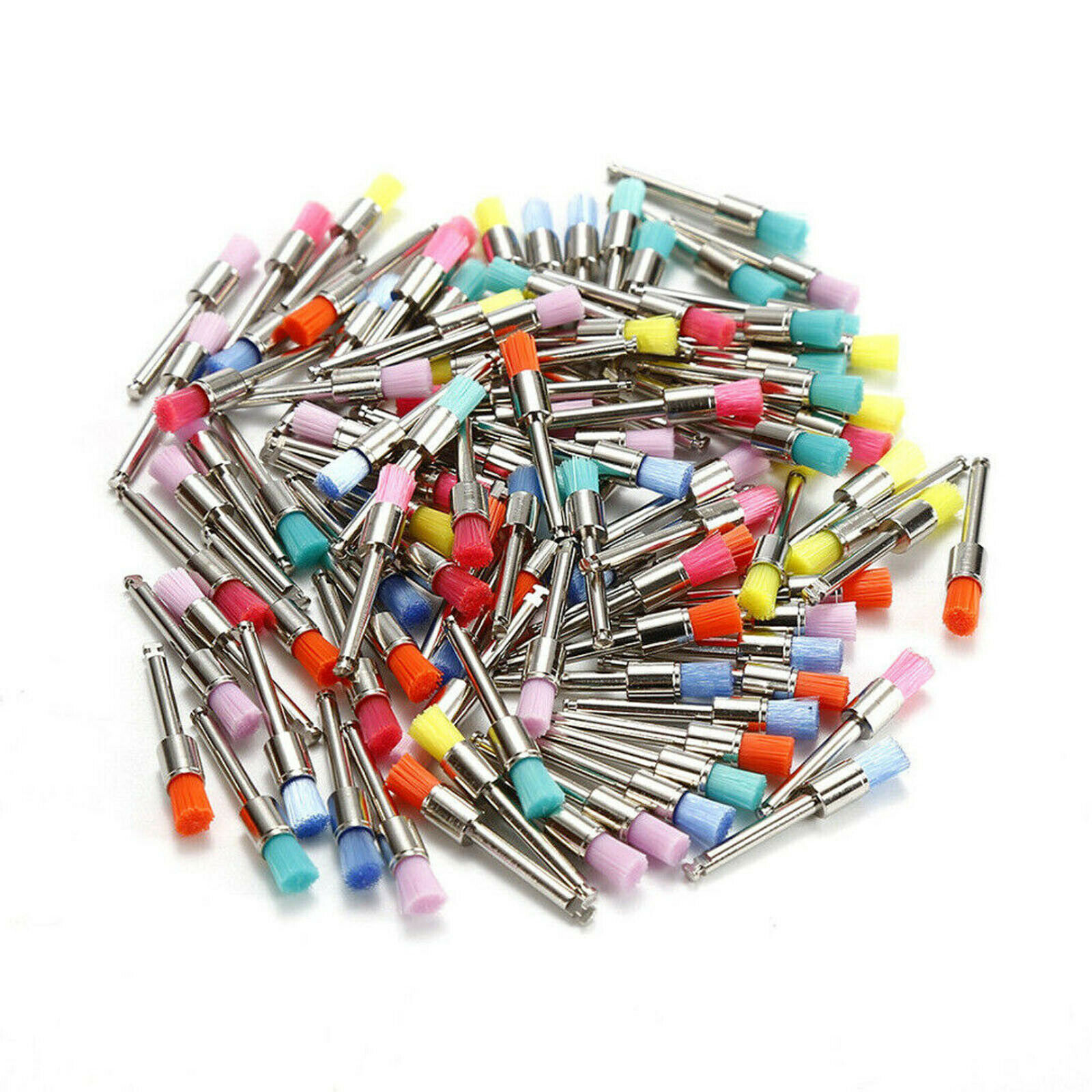 100Pcs/Box Dental Nylon Materials Closure Flat Polishing Prophylaxis Brushes SS
