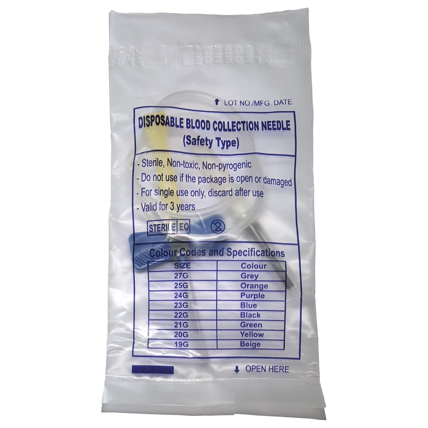 Generic 23G Double Wings Blood Collection Tips with Luer Connector Blue – 50Pcs