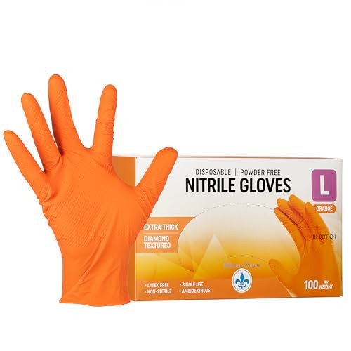 GENERIC DISPOSABLE NITRILE POWDER FREE RUBBER GLOVES, 100 PIECES. XL – ORANGE