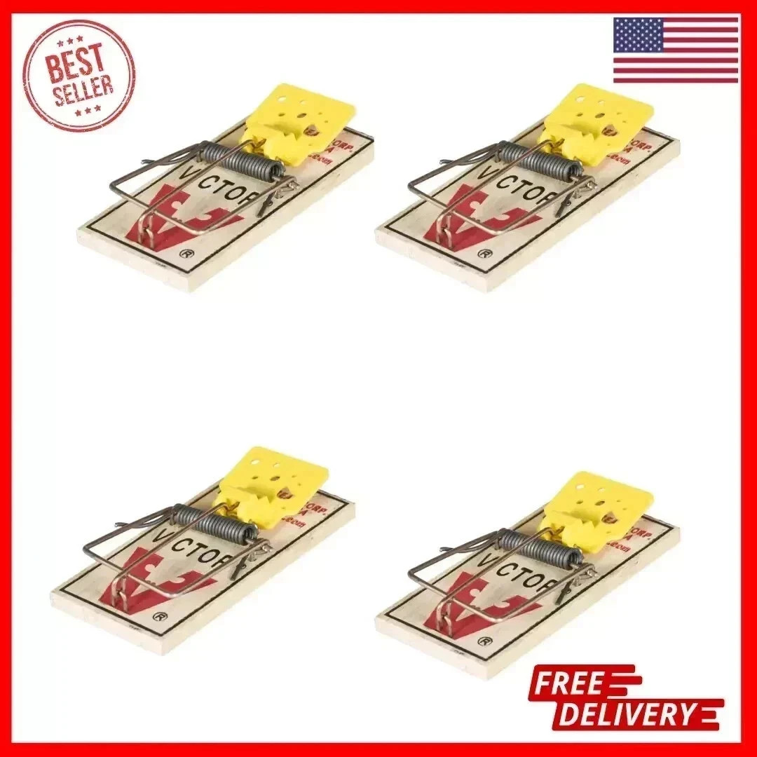 Victor Metal Pedal Mouse Trap, Disposable Reusable Mouse Traps, 4 PACK.