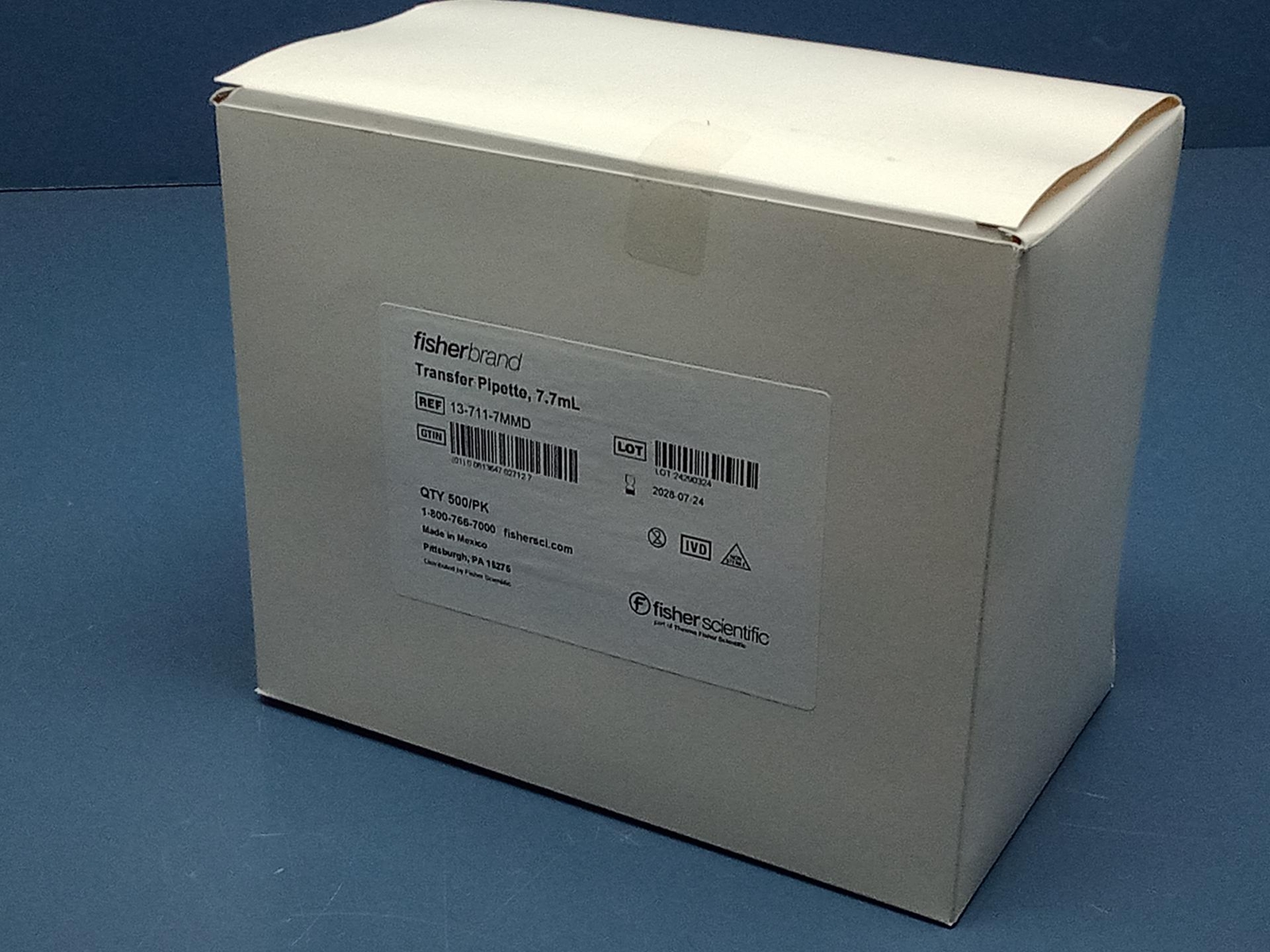 (500) Fisherbrand – 13-711-7MMD – Transfer Pipette, 7.7mL EXP:2028-07-24
