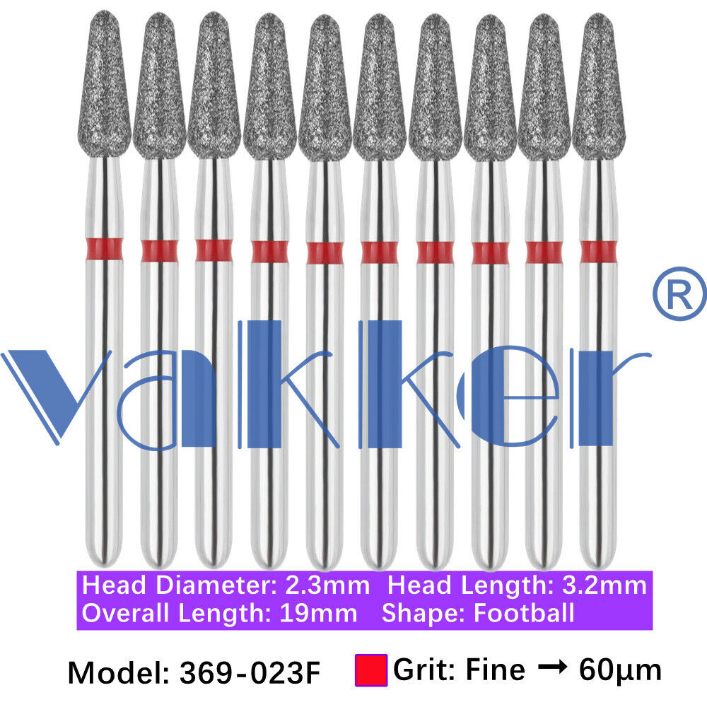 10pc/pk Diamond Burs Shape Football Diamond Bur Super Fine Medium Coarse