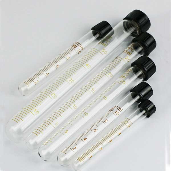 5ml-100ml Round bottomed Borosilicate Glass Tube Chemistry Glassware Scale Cap