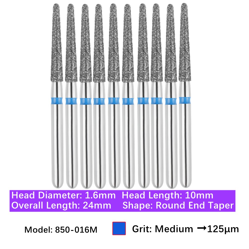 Vakker Dental Round End Taper FG Diamond Bur 850-016M Medium Grit 10/pk
