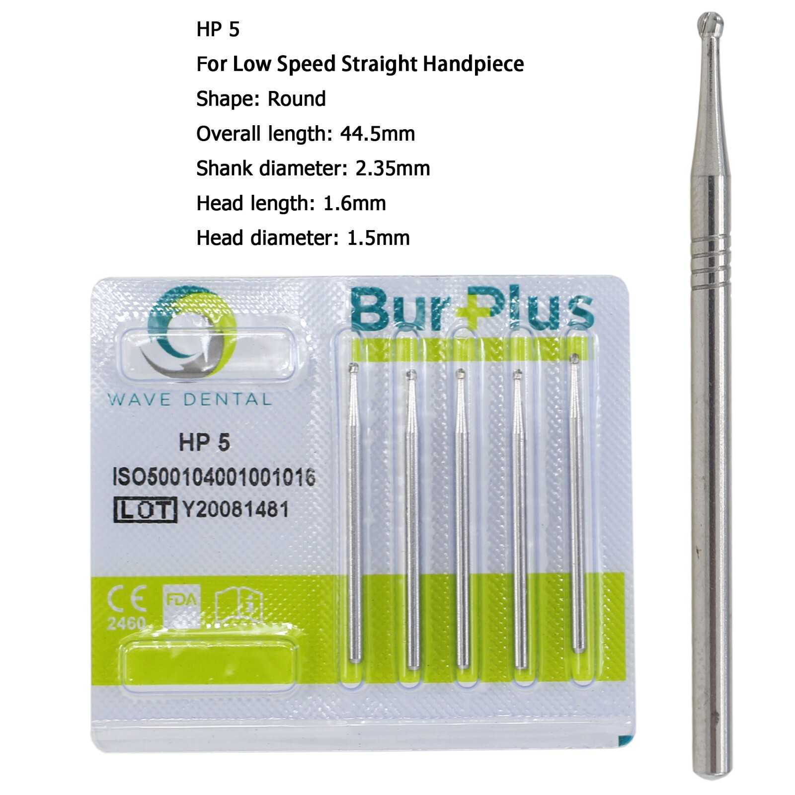 Wave Dental HP Carbide Round Burs Low Speed Surgical Burs 44.5mm HP 2 4 6 8 10