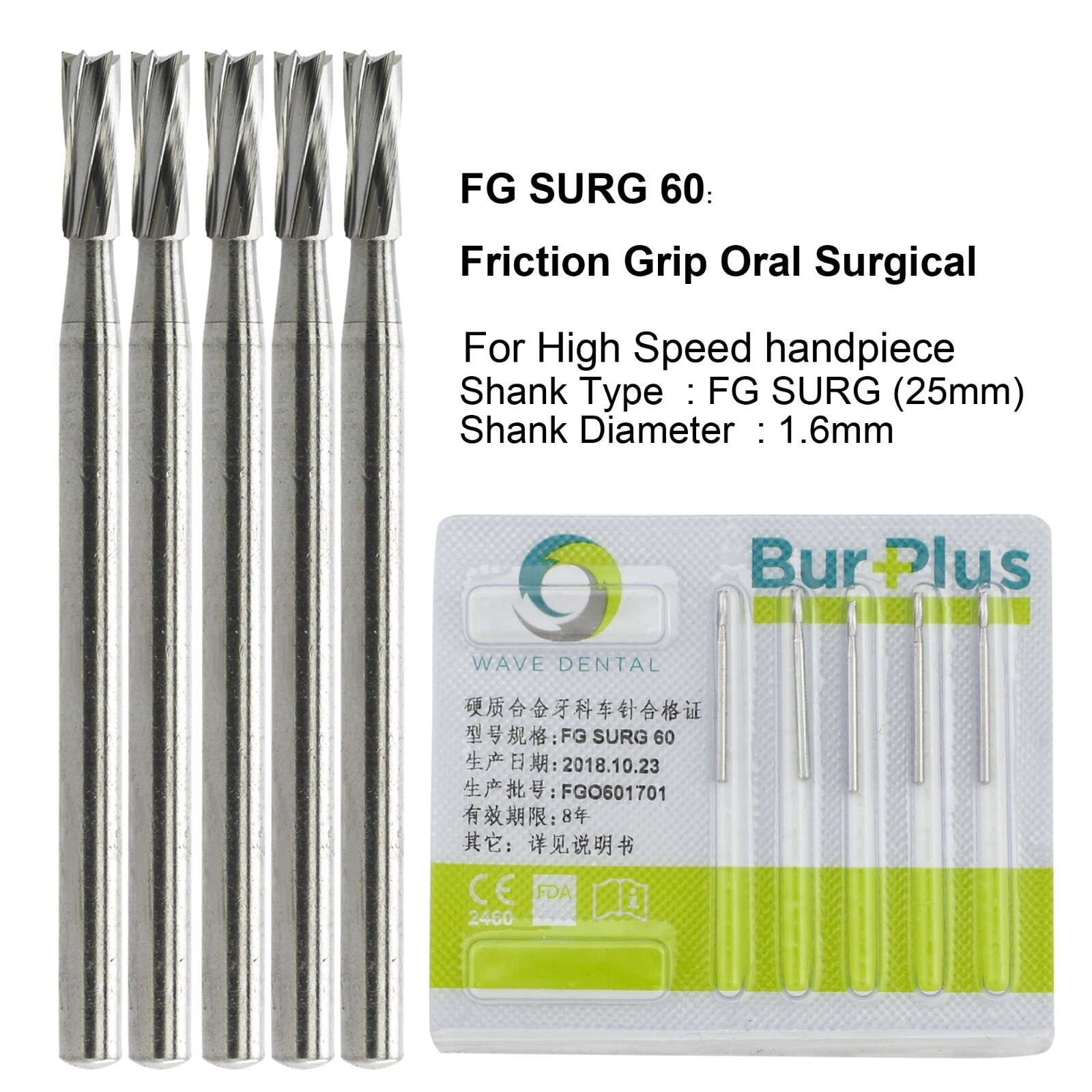 Wave Dental Surgical Burs Round Carbide Surgical Length Bur 25mm FGOS High Speed